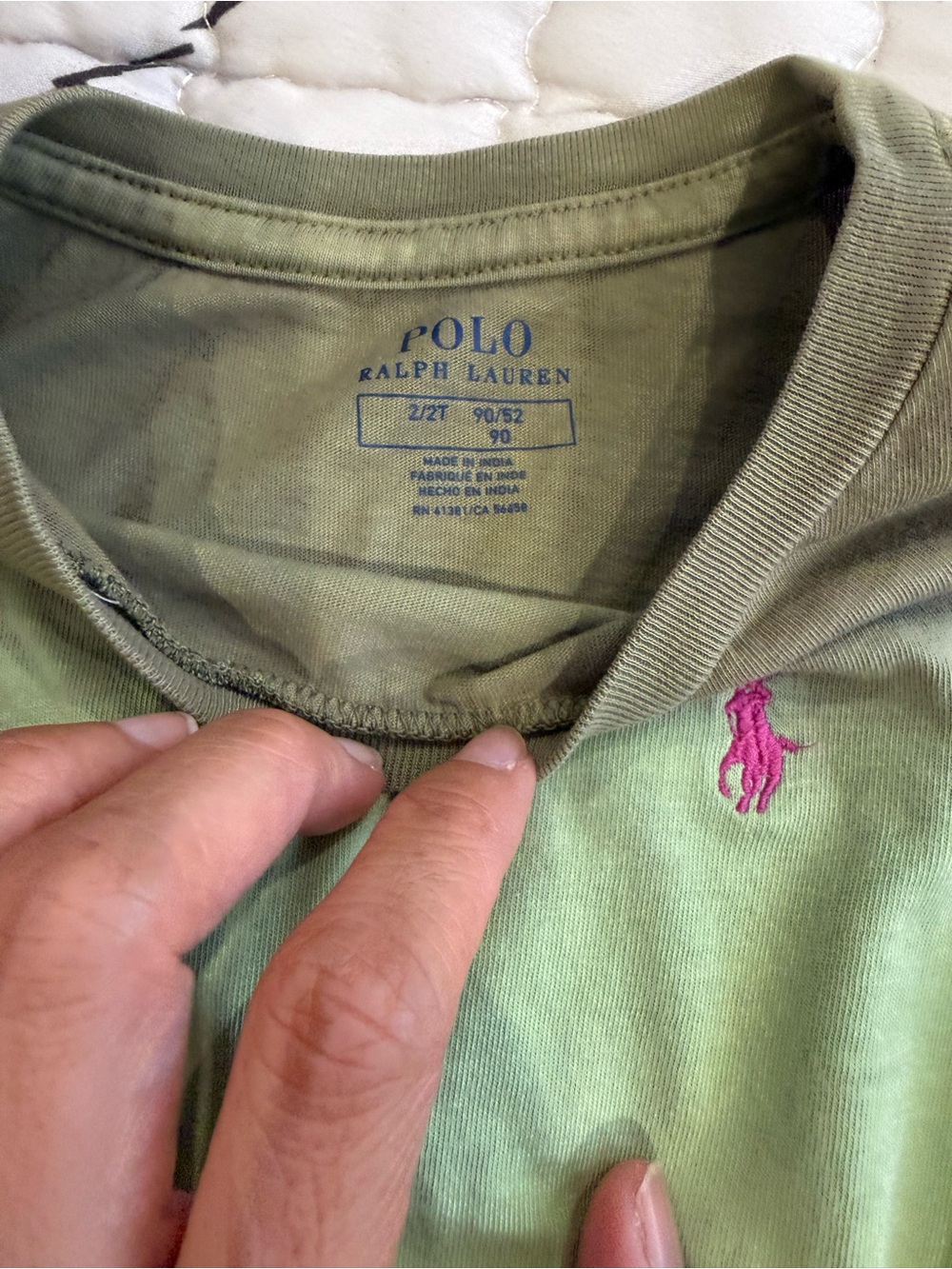 Polo by Ralph Lauren Green Tee with Pink Pony Logo - Picture 2 of 2